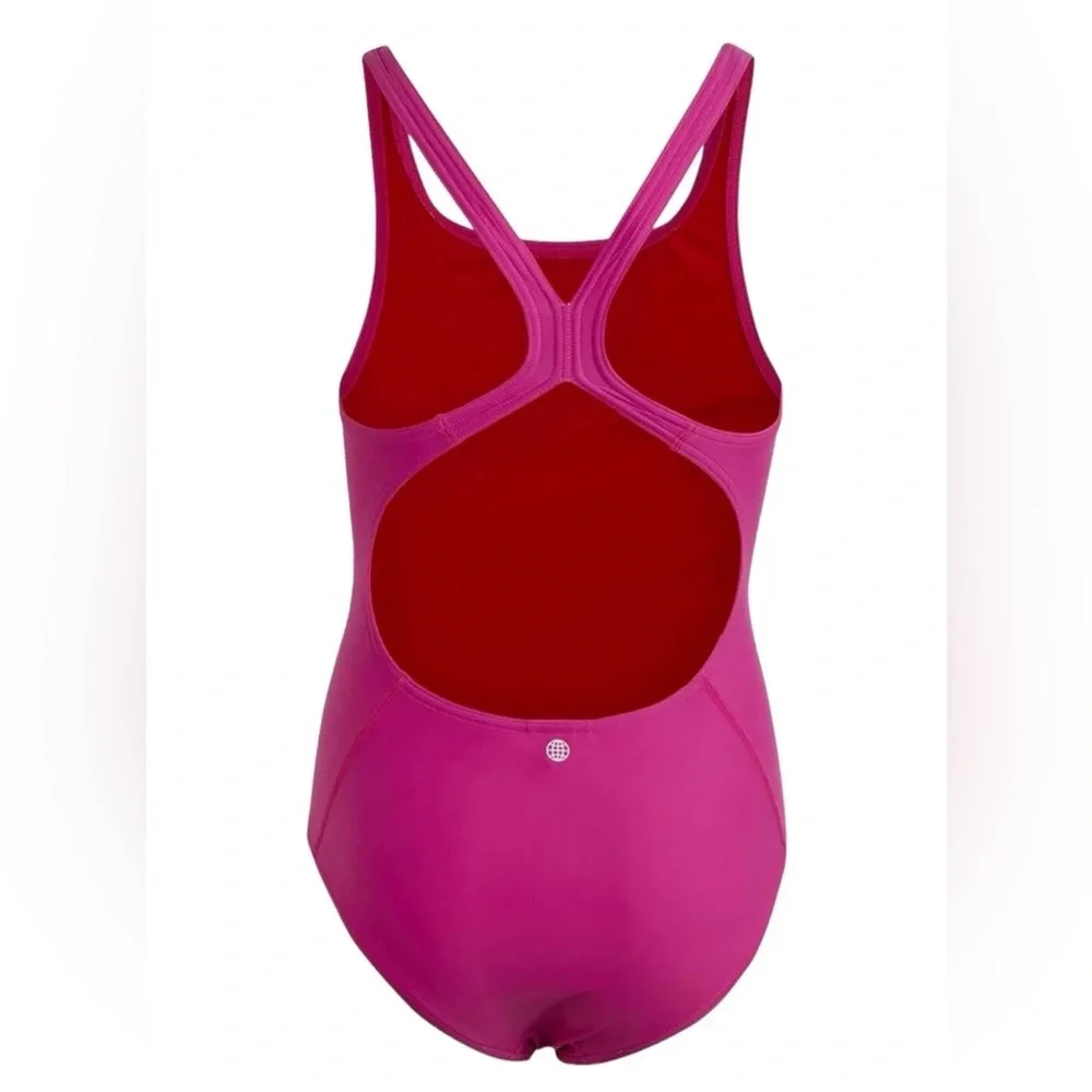 Adidas Girls Athletic Swimsuit Racerback One-piece Fuchsia/Scarlet Size M